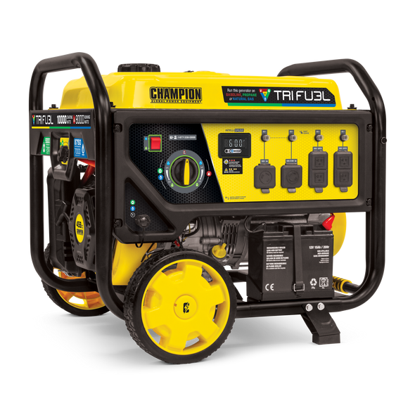 Champion 100416 10,000/8,000-Watt Electric Start Gasoline Propane and Natural Gas Tri-Fuel Portable Generator with NG and LPG Hoses