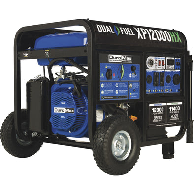 DuroMax XP12000HX 12,000-Watt 460cc Dual Fuel Gas Propane Portable Generator with CO Alert