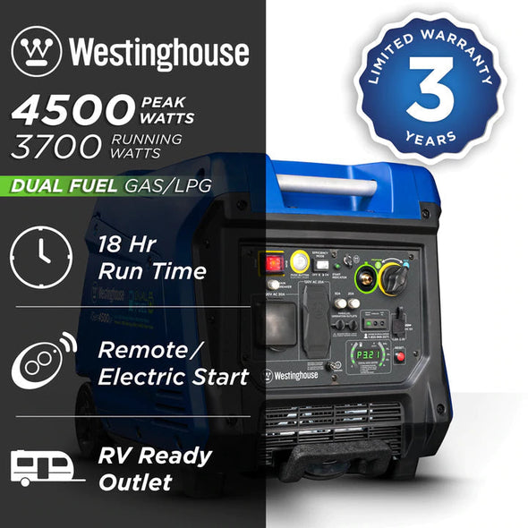 Westinghouse IGEN4500 4500 Watt Dual Fuel Portable Inverter Generator