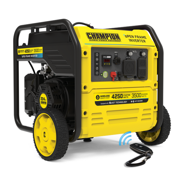 Champion 200913 4250-Watt Wireless Remote Start Open Frame Inverter Generator with Quiet Technology