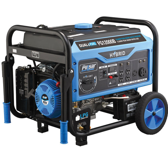 Pulsar PG12000B DUAL-FUEL Generator 12,000 Watts Peak 9,500W Rated (Gasoline)/ 10,800W Peak 8,550W Propane w/Electric Start, Carb