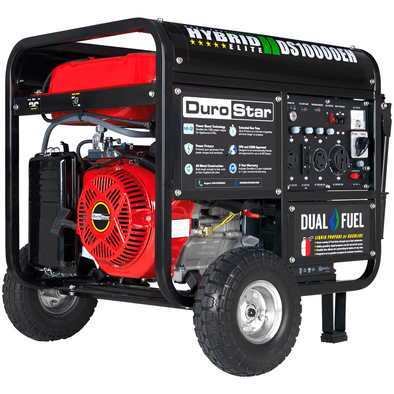 DuroMax DS10000EH  10000 Watt Dual Fuel Portable Generator - Gas or Propane Powered-Electric Start- Home Back Up & RV Ready, 50 State Approved