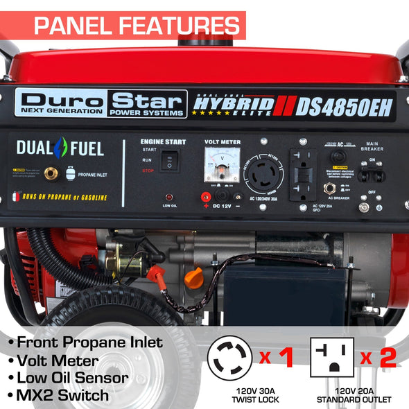DuroStar DS4850EH 4,850-Watt 210cc Dual Fuel Hybrid Generator w/ Electric Start