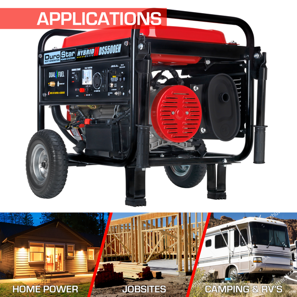 DuroStar DS5500EH 5500-Watt 224cc Electric Start Dual Fuel Hybrid Portable Generator