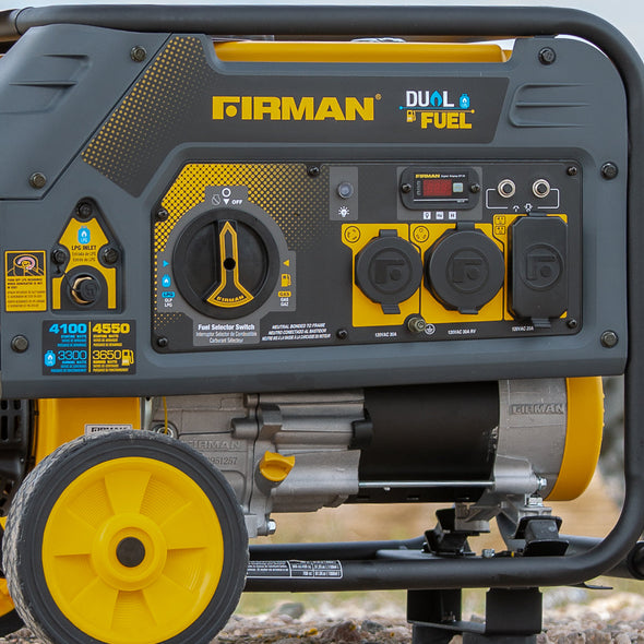 FIRMAN H03652 4550/3650: GAS 4100/3300: LPG Watt Recoil Start Gas or Propane Dual Fuel Generator CARB and cETL Certified