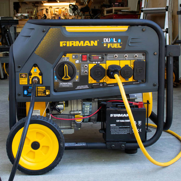 FIRMAN H08051 10000/8000: GAS 9050/7250: LPG Watt 50A 120/240V Electric Start Gas or Propane Dual Fuel Portable Generator Free Cord