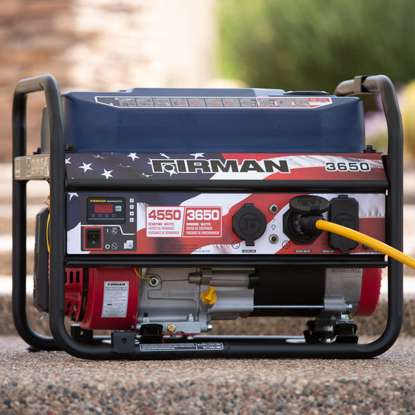 Firman P03618 Recoil Start Gas Portable Generator 4550/ 3650 Watts With Stars and Stripes