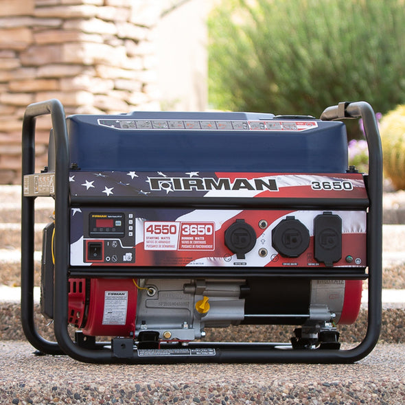 Firman P03618 Recoil Start Gas Portable Generator 4550/ 3650 Watts With Stars and Stripes