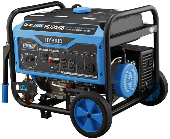 Pulsar PG12000B DUAL-FUEL Generator 12,000 Watts Peak 9,500W Rated (Gasoline)/ 10,800W Peak 8,550W Propane w/Electric Start, Carb
