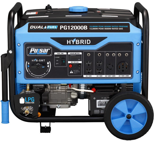 Pulsar PG12000B DUAL-FUEL Generator 12,000 Watts Peak 9,500W Rated (Gasoline)/ 10,800W Peak 8,550W Propane w/Electric Start, Carb