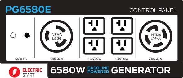 Pulsar 6580 Watt Gasoline Generator 6580W GENERATOR RATED 5500W INCLUDES ELECTRIC START CARB APPROVED