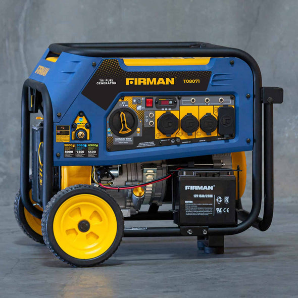 FIRMAN T08071 10000/8000w Tri Fuel Electric Start Portable Generator Plus a Free Cord