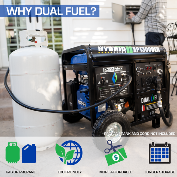 DuroMax XP13000EH 13,000-Watt 500cc Portable Hybrid Gas Propane Generator