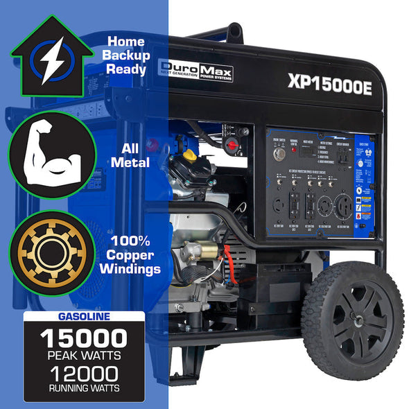 DuroMax XP15000E V-Twin Gas-Powered Electric Start Portable Generator
