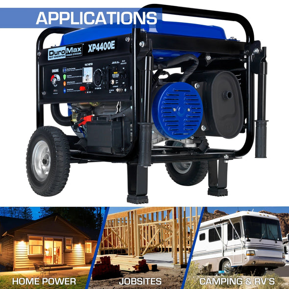 DuroMax XP4400E 4,400-Watt 7 HP RV Grade Gas Generator w/ Electric Start and Wheel Kit