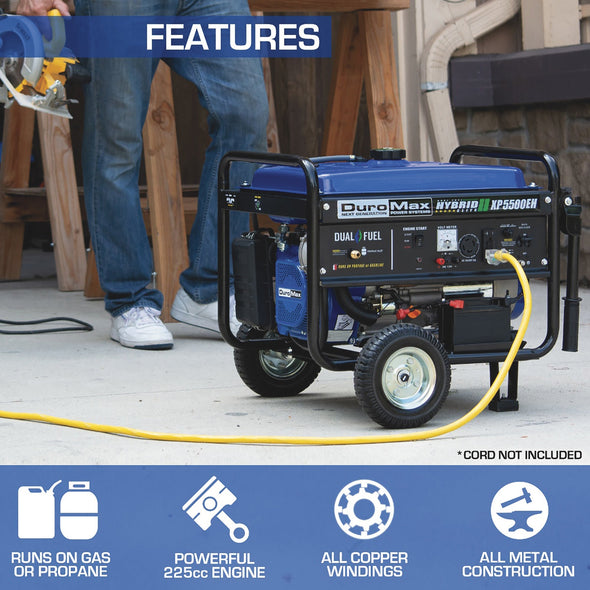 DuroMax XP5500EH 5000-Watt Electric Start Dual Fuel Hybrid Portable Generator