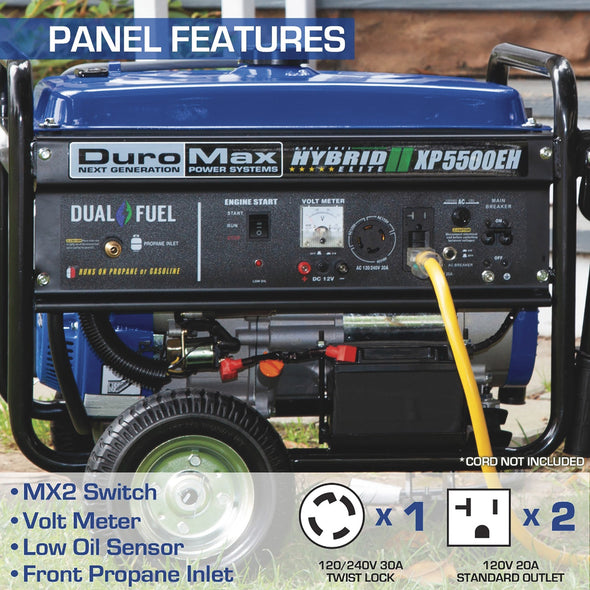 DuroMax XP5500EH 5000-Watt Electric Start Dual Fuel Hybrid Portable Generator